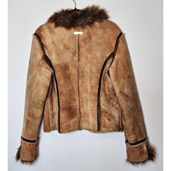 Baby Phat Vintage Genuine‎ Leather Faux Fur Collar Suede Zip Jacket XL Y2K Retro - Picture 5 of 10